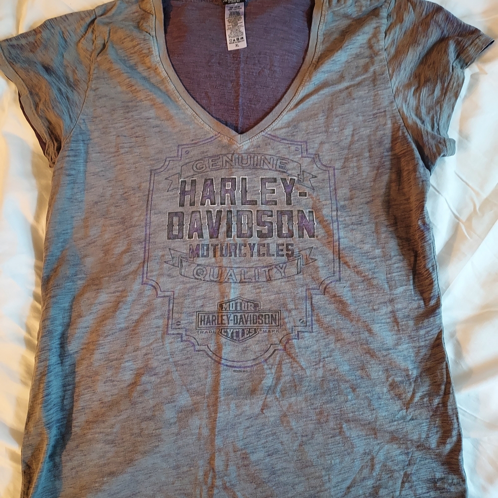Harley-Davidson Gray & Purple Graphic Tee